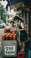 Women Shopping for Kimchi Jars at a Street Market