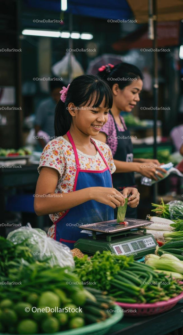 Smiling Vendors at a Vibrant Local Market