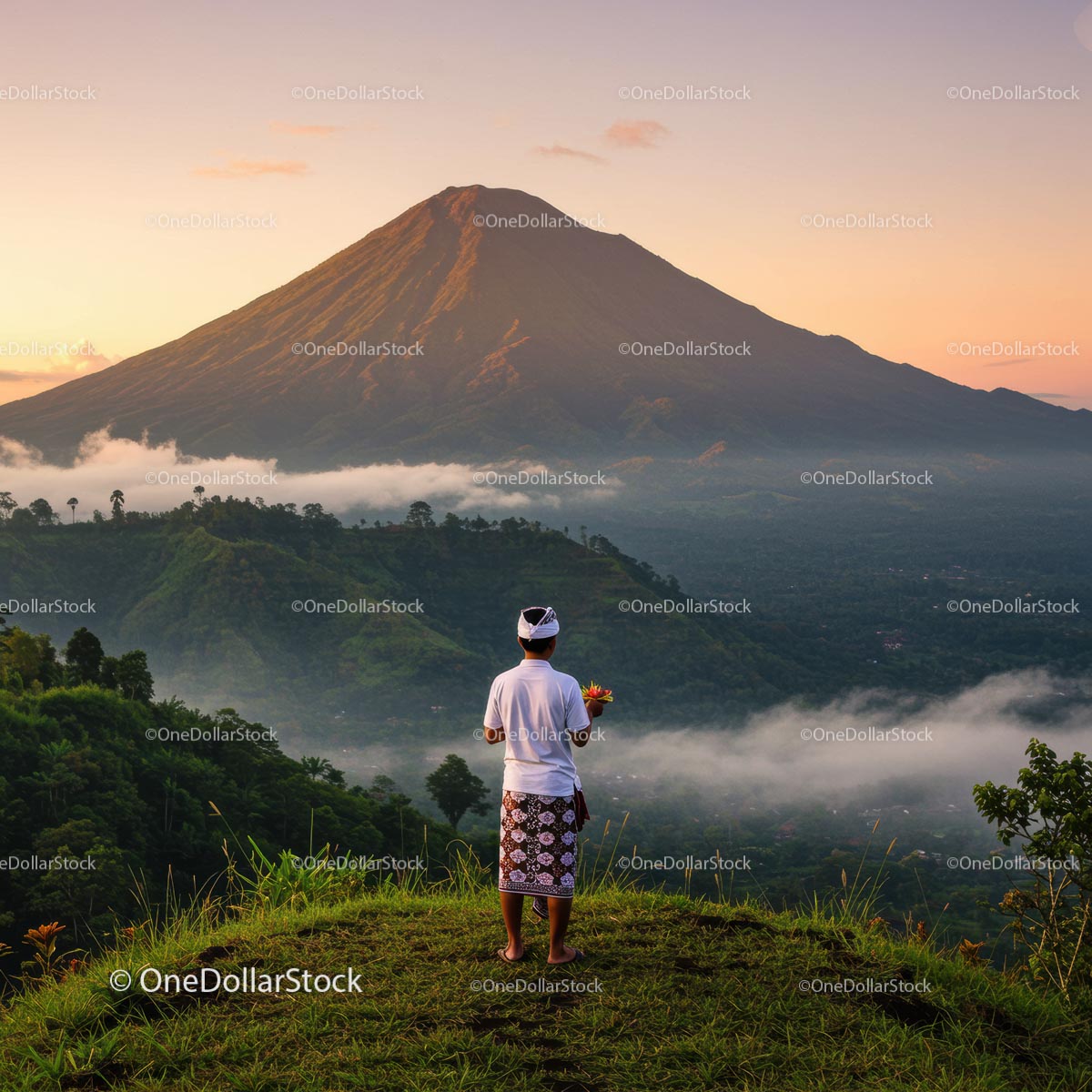 Tropical Sunrise Ritual with Majestic Mountain View