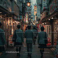 Evening Stroll in a Vibrant Japanese Alley