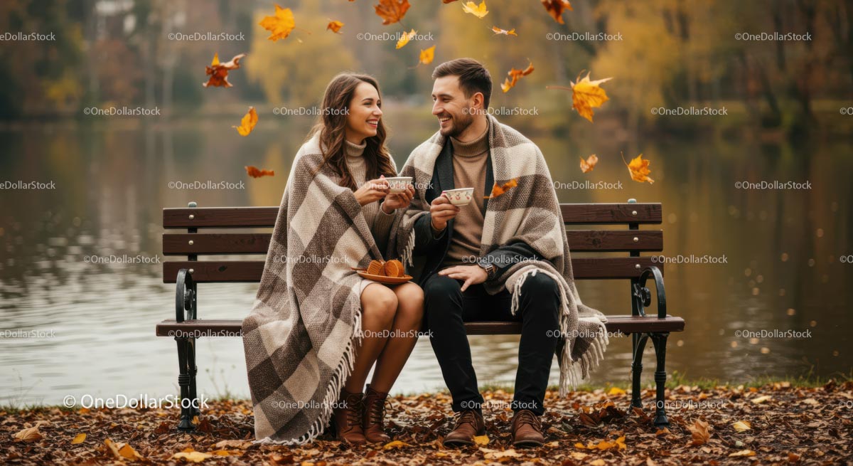 Cozy Autumn Picnic by the Lake with a Happy Couple