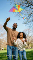 Father and Daughter Enjoying Kite Flying in the Park