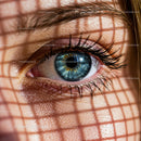 Close-up of Blue Eye with Grid Shadow