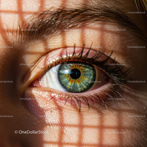 Close-Up of Eye with Intricate Shadow Pattern