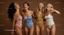 Joyful Group of Diverse Women in Stylish Swimwear