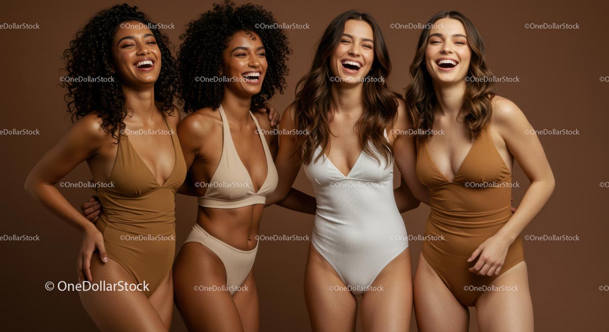 Joyful Group of Women in Stylish Swimwear