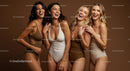 Joyful Group of Diverse Women in Stylish Swimwear