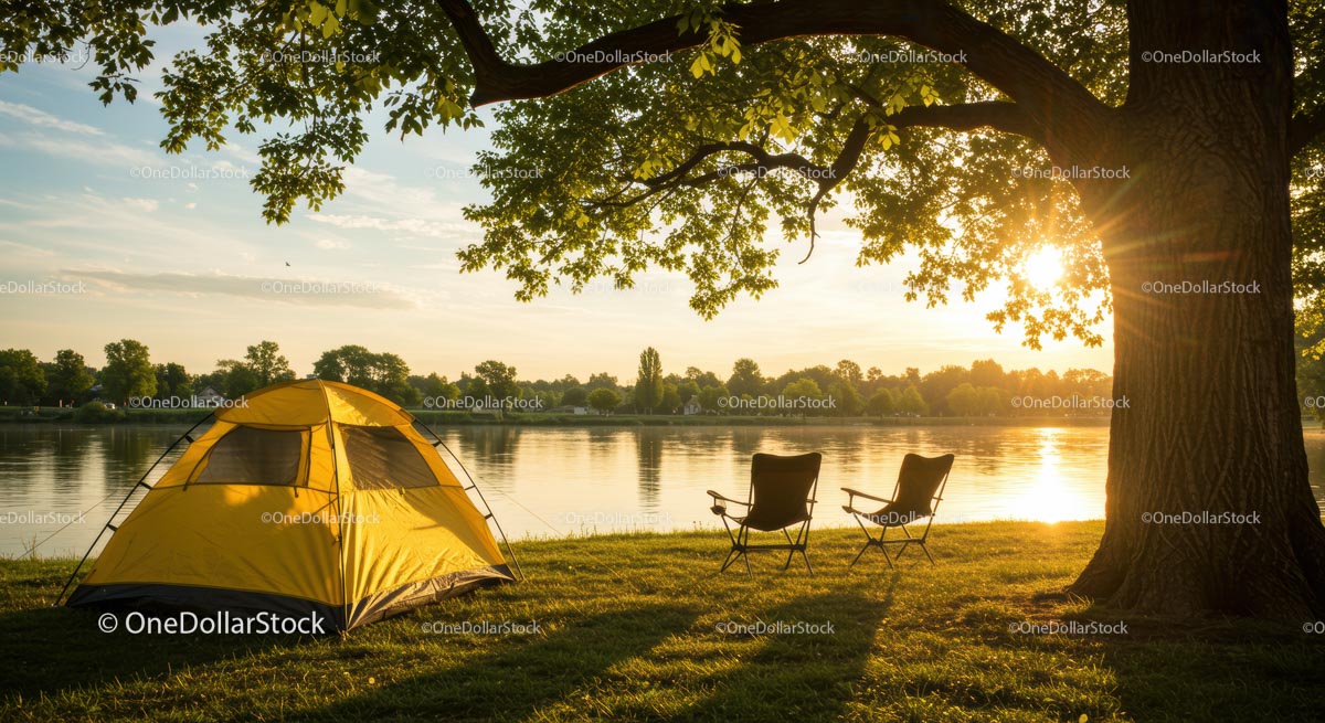 Peaceful Sunrise Camping by the Lake