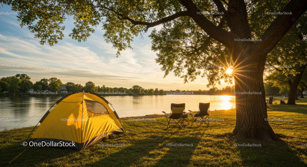 Peaceful Sunrise Camping by the Lake