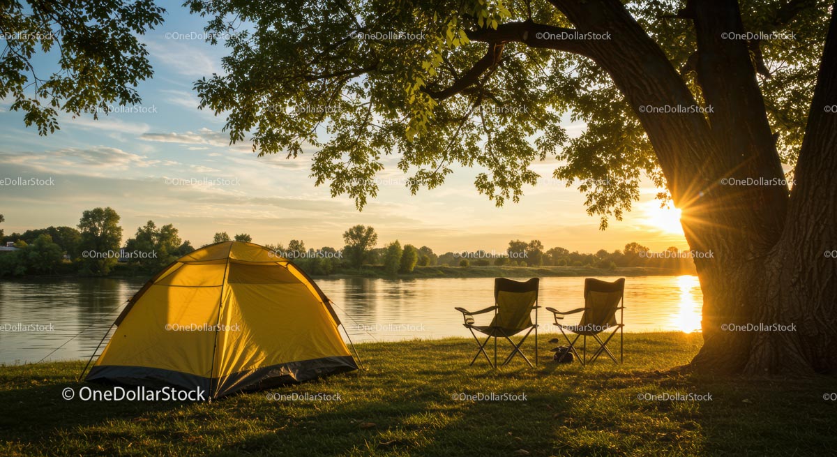 Peaceful Sunrise Camping by the Lake