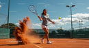 Female Tennis Player on Clay Court in Action