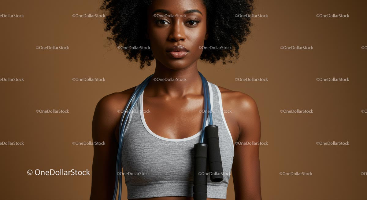 Confident Woman with Jump Rope Ready for Workout