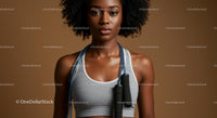 Confident Woman with Jump Rope Ready for Workout