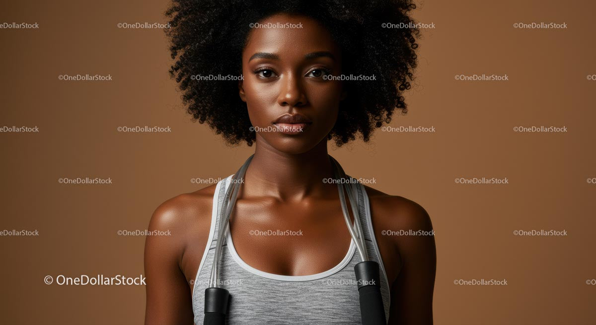 Confident Woman with Jump Rope Ready for Workout