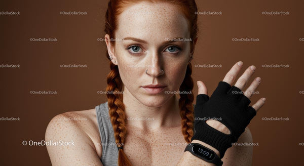 Determined Red-Haired Woman in Fitness Attire