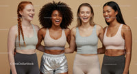 Diverse Women in Trendy Activewear Smiling Together