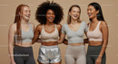 Diverse Women in Trendy Activewear Smiling Together