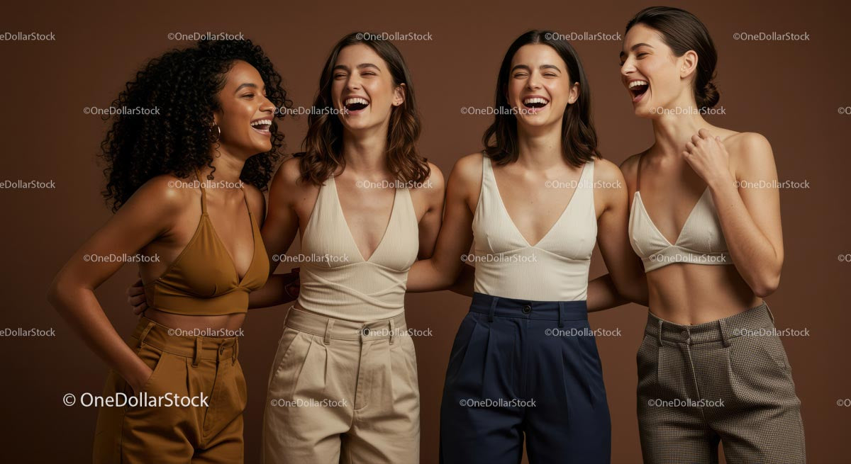 Joyful Group of Diverse Women in Stylish Swimwear