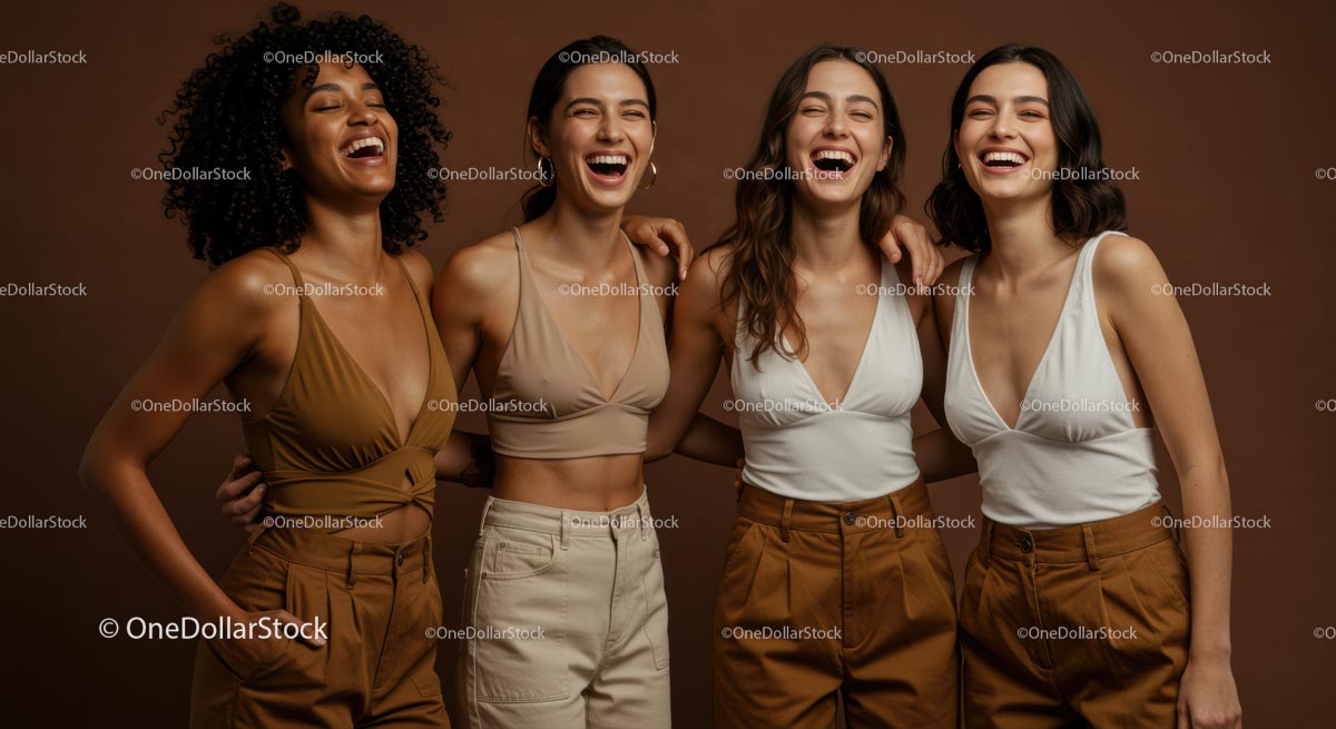 Joyful Group of Diverse Women in Stylish Swimwear