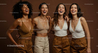 Joyful Group of Diverse Women in Stylish Swimwear