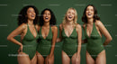 Joyful Group of Diverse Women in Stylish Swimwear