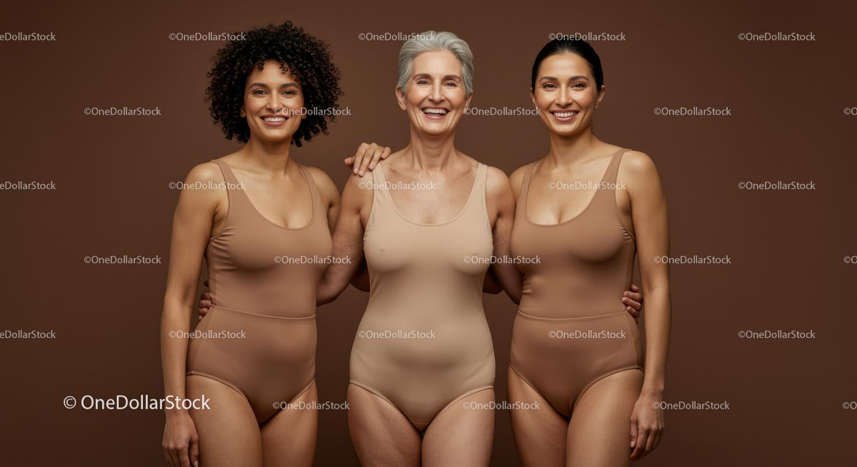 Joyful Group of Diverse Women in Stylish Swimwear