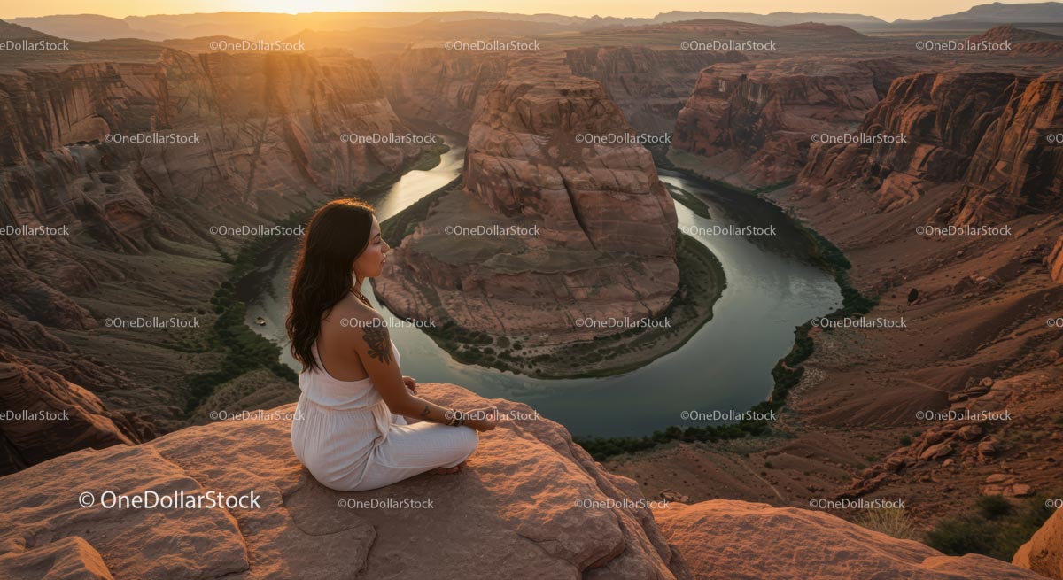 Spokojna medytacja w Horseshoe Bend o zachodzie słońca