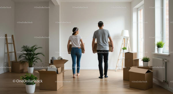 Young Couple Moving Into a Bright New Home