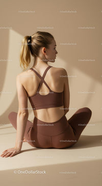 Woman in Sports Attire Stretching in Yoga Pose