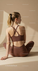 Woman Practicing Yoga in Brown Activewear