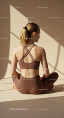Woman Practicing Yoga in Brown Activewear