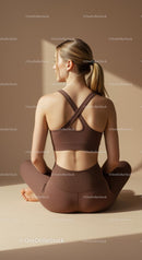 Woman Practicing Yoga in Brown Activewear