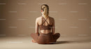 Woman Meditating in Brown Outfit on Yoga Mat