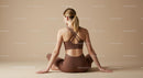 Woman Meditating in Brown Outfit on Yoga Mat