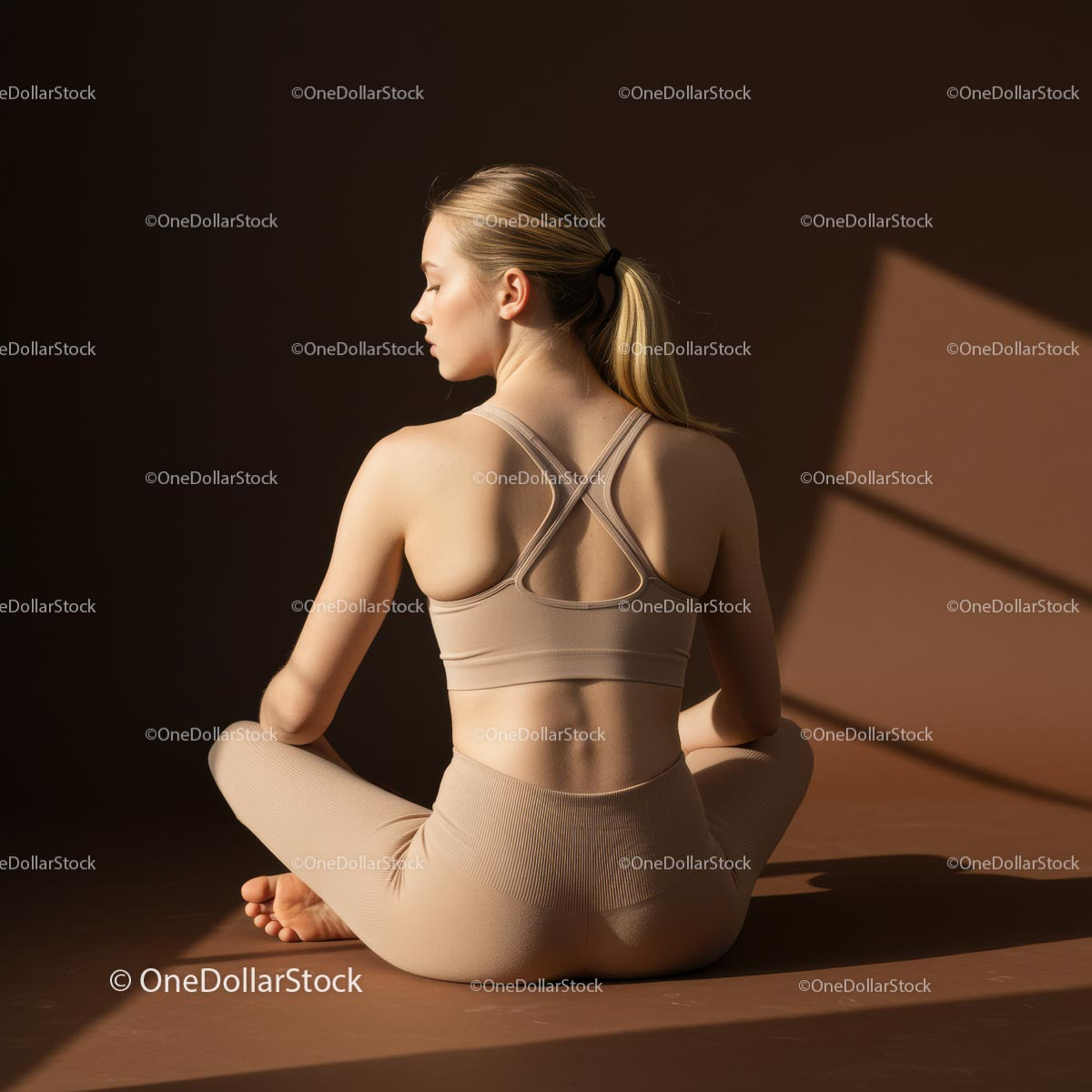 Young Woman Practicing Yoga in Minimalist Studio Setting