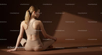 Woman Meditating in Brown Outfit on Yoga Mat