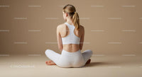 Woman Meditating in Brown Outfit on Yoga Mat