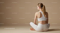 Woman Meditating in Brown Outfit on Yoga Mat
