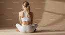 Woman Meditating in Brown Outfit on Yoga Mat