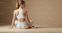 Woman Meditating in Brown Outfit on Yoga Mat