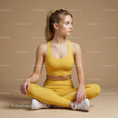 Young Woman in Yellow Sportswear Practicing Meditation