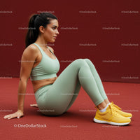 Young Woman in Activewear Performing Fitness Exercise