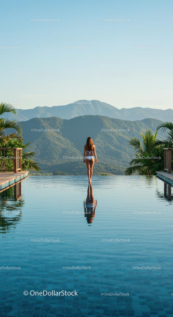 Serene Infinity Pool Overlooking Majestic Mountains
