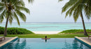 Relaxing at a Tropical Paradise with Palm Trees and Beach