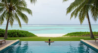Relaxing at a Tropical Paradise with Palm Trees and Beach