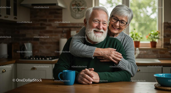 Senior Couple Enjoying a Cozy Morning in Their Kitchen