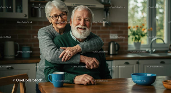 Elderly Couple Enjoying a Cozy Morning in the Kitchen