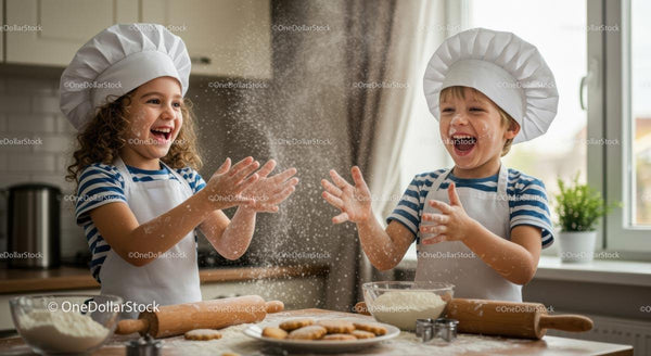 Joyful Kids Baking Cookies and Having Fun in the Kitchen