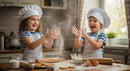 Joyful Kids Baking and Playing with Flour in Kitchen