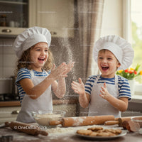 Joyful Kids Baking Cookies in Home Kitchen